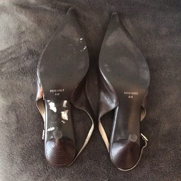Nine West Godspeed brown leather slingback heel 8M - Picture 5 of 6